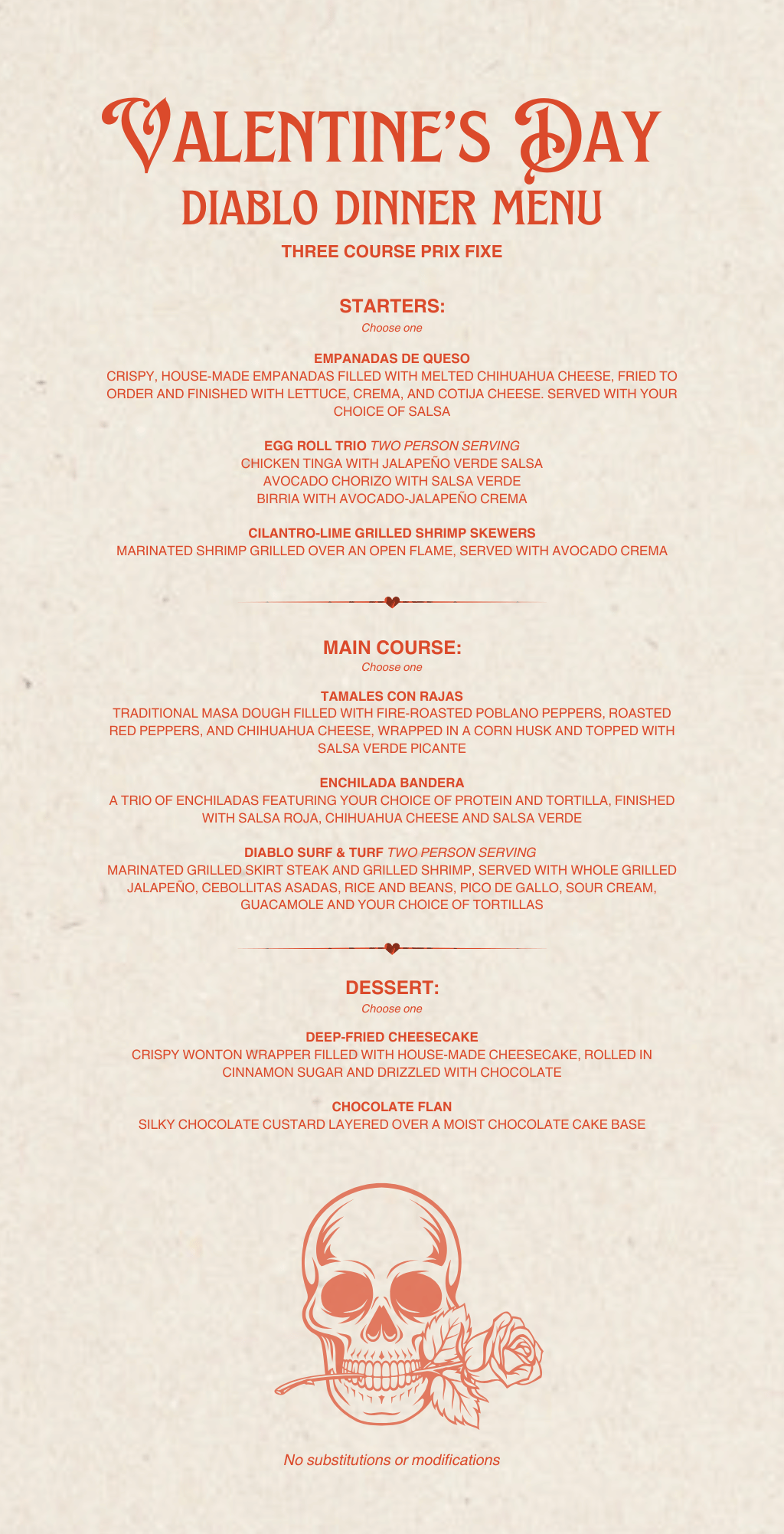 Whiskey Diablo Valentine's Dinner